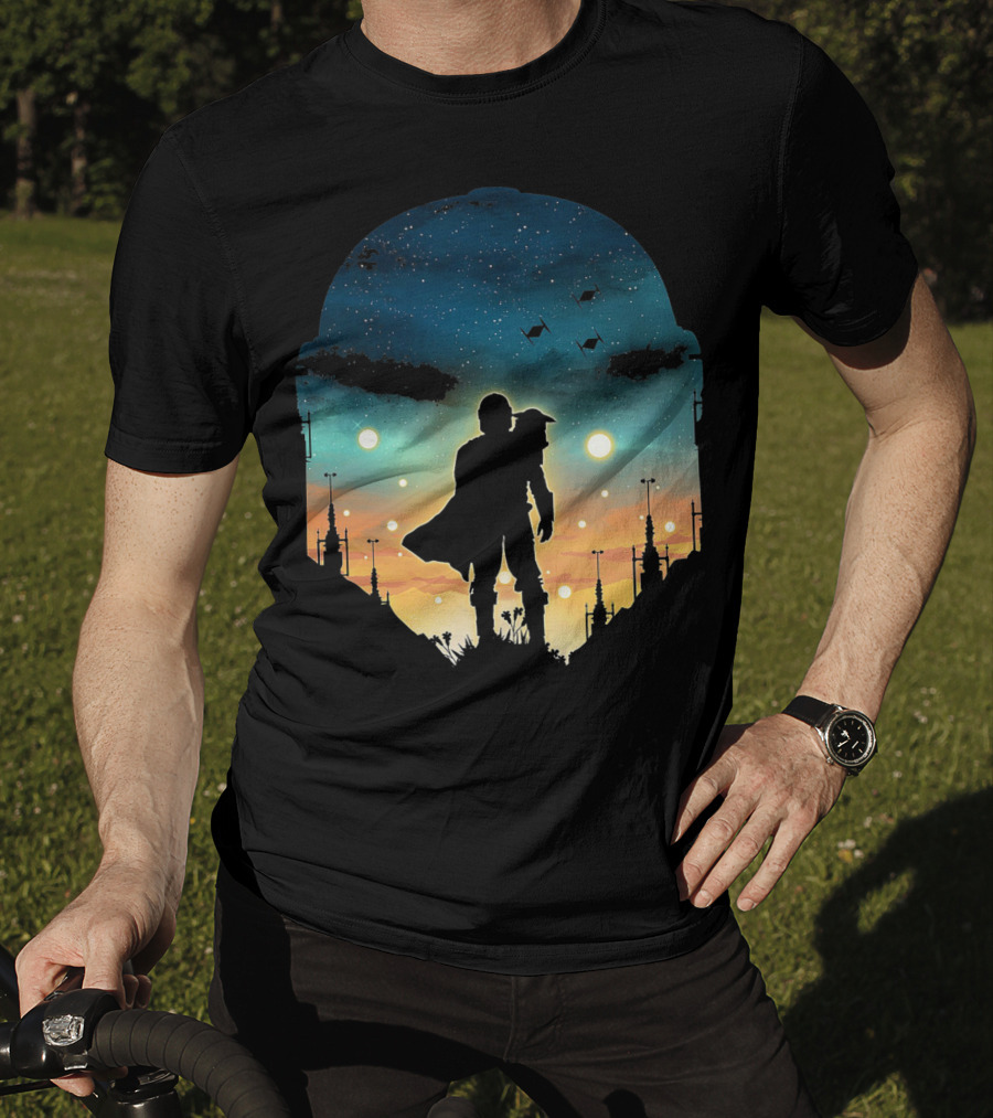 Only Today Lone Mandalorian Starry Sunset Adventure T-Shirt