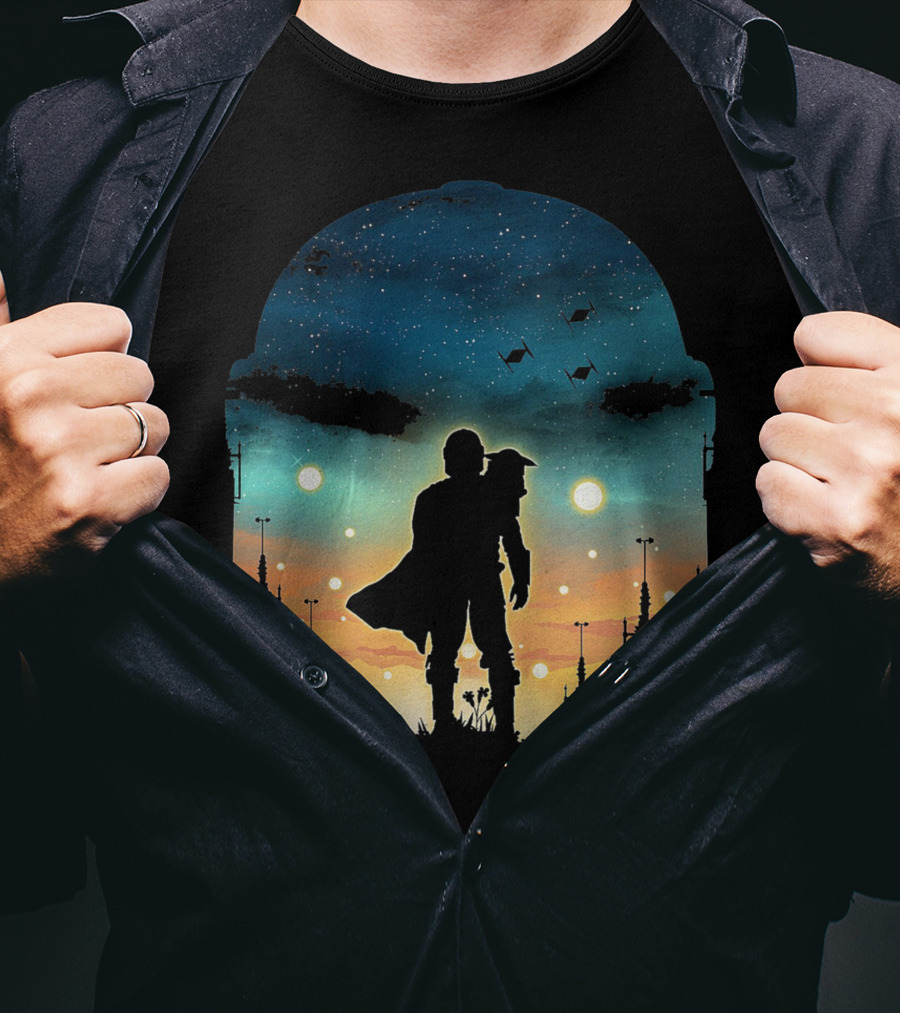 Only Today Lone Mandalorian Starry Sunset Adventure T-Shirt