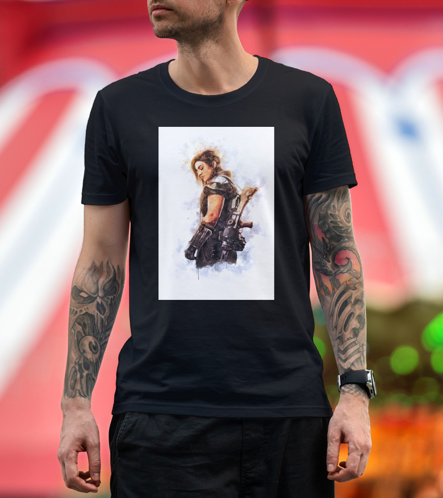Only Today Watercolor Warrior Woman With Sword T-Shirt