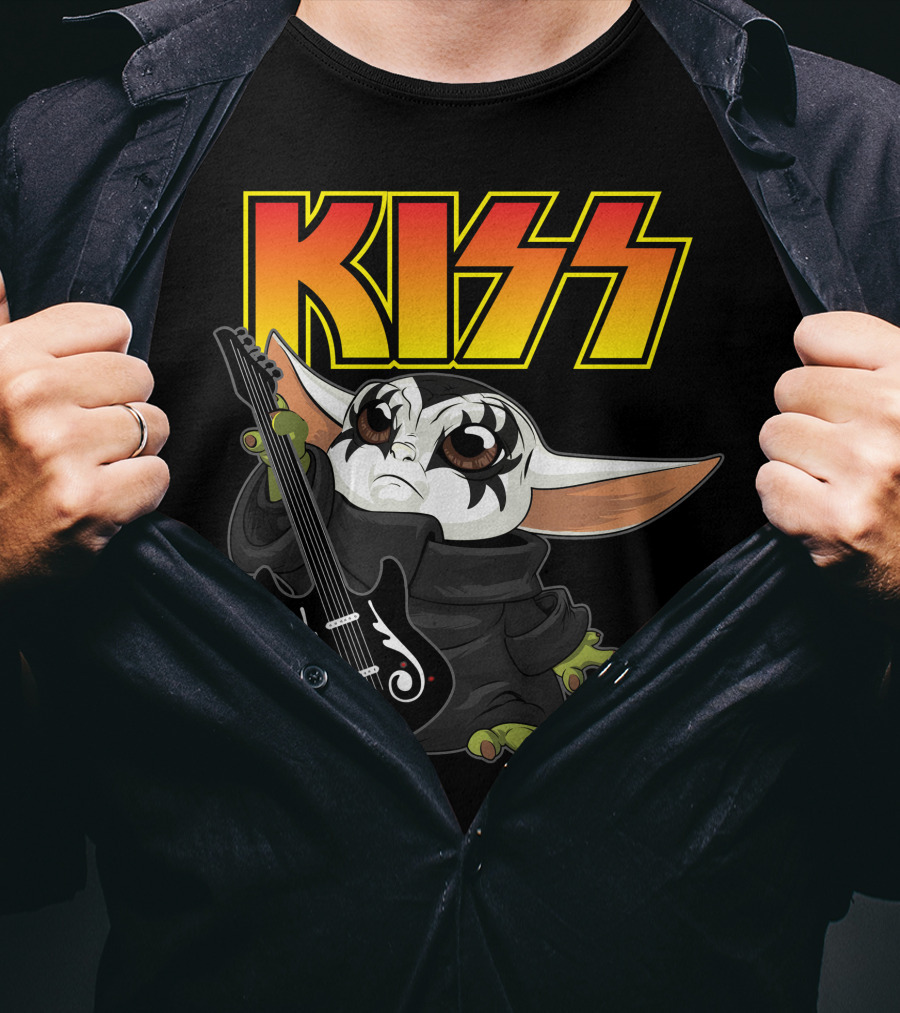 Kiss Only Today Grogu With Guitar T-Shirt