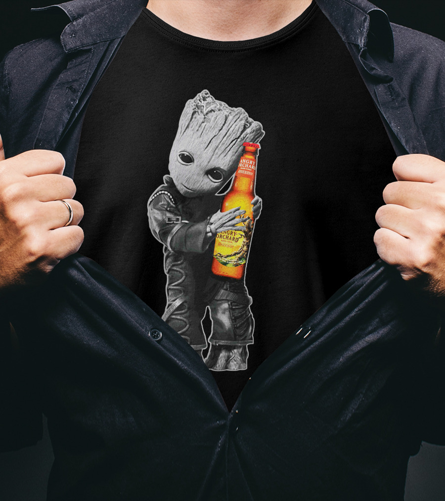 Groot Hugging Angry Orchard Hard Cider Bottle Only Today T-Shirt