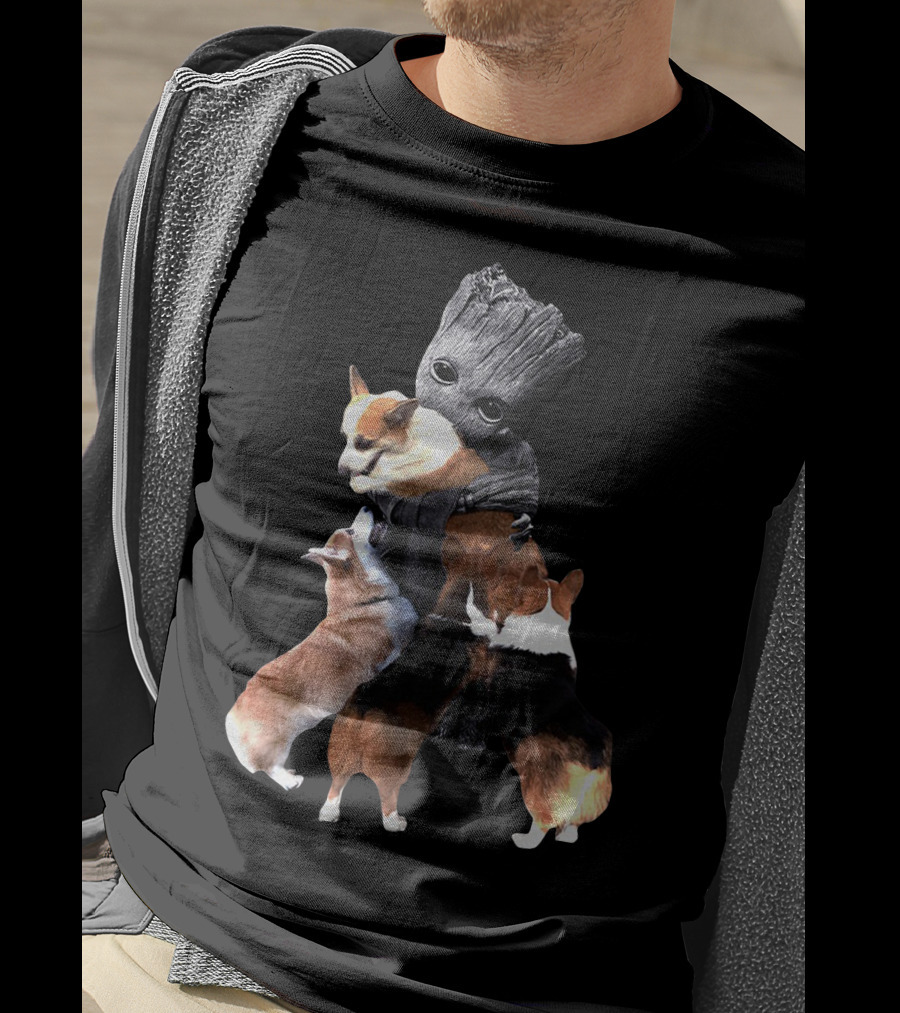 Only Today Groot Hugging Corgis T-Shirt