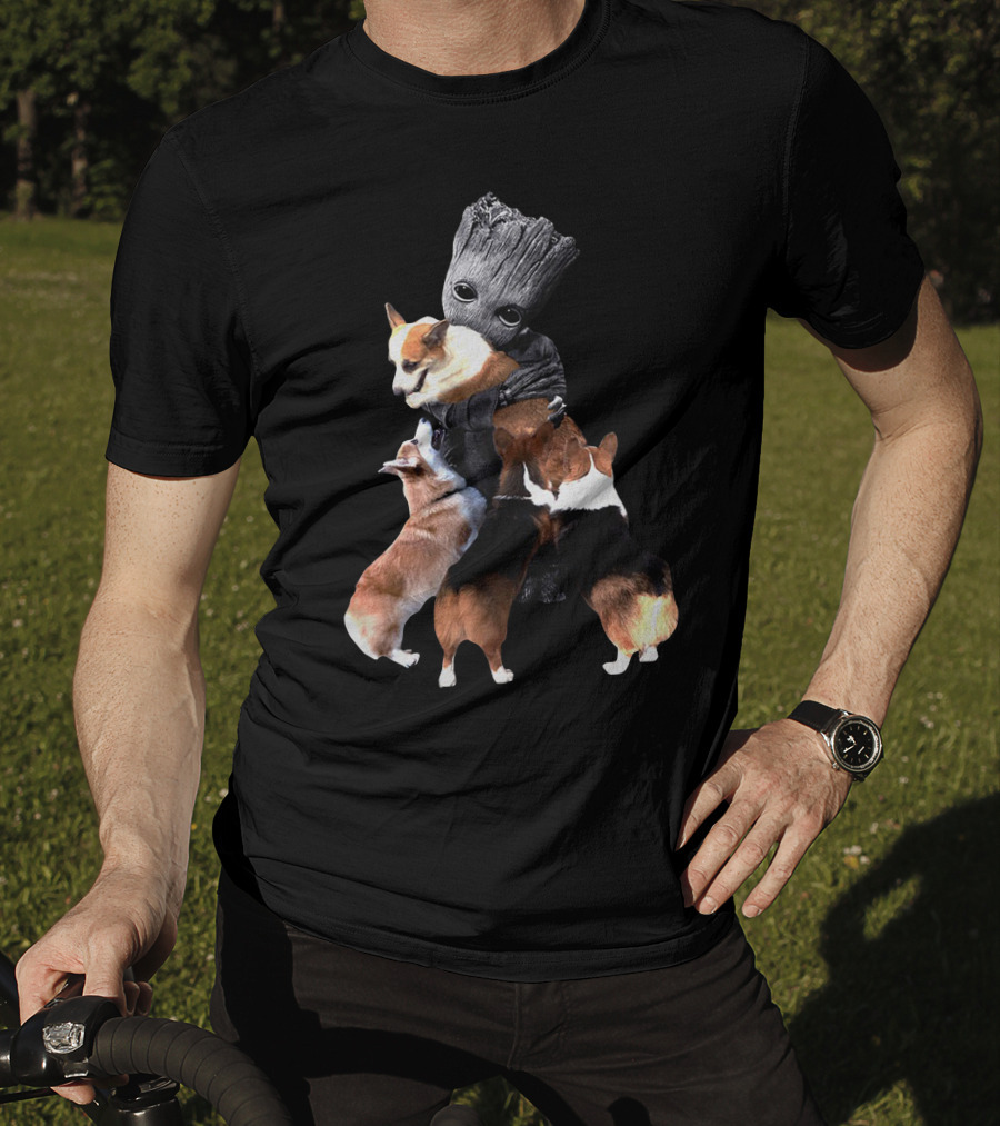 Only Today Groot Hugging Corgis T-Shirt