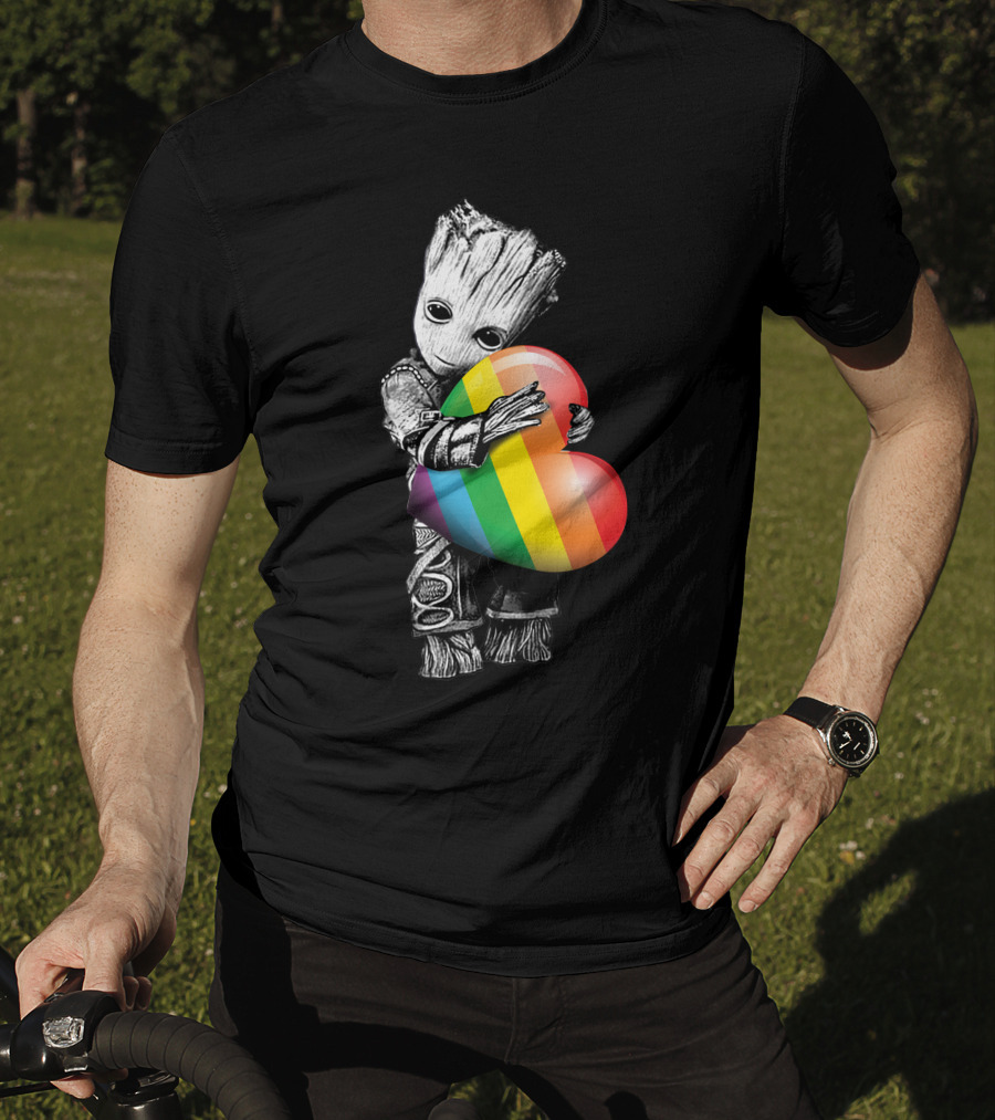 Only Today Cute Tree Creature Hugging Rainbow Heart T-Shirt