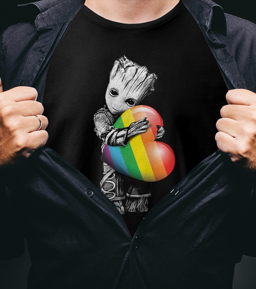 Only Today Cute Tree Creature Hugging Rainbow Heart T-Shirt