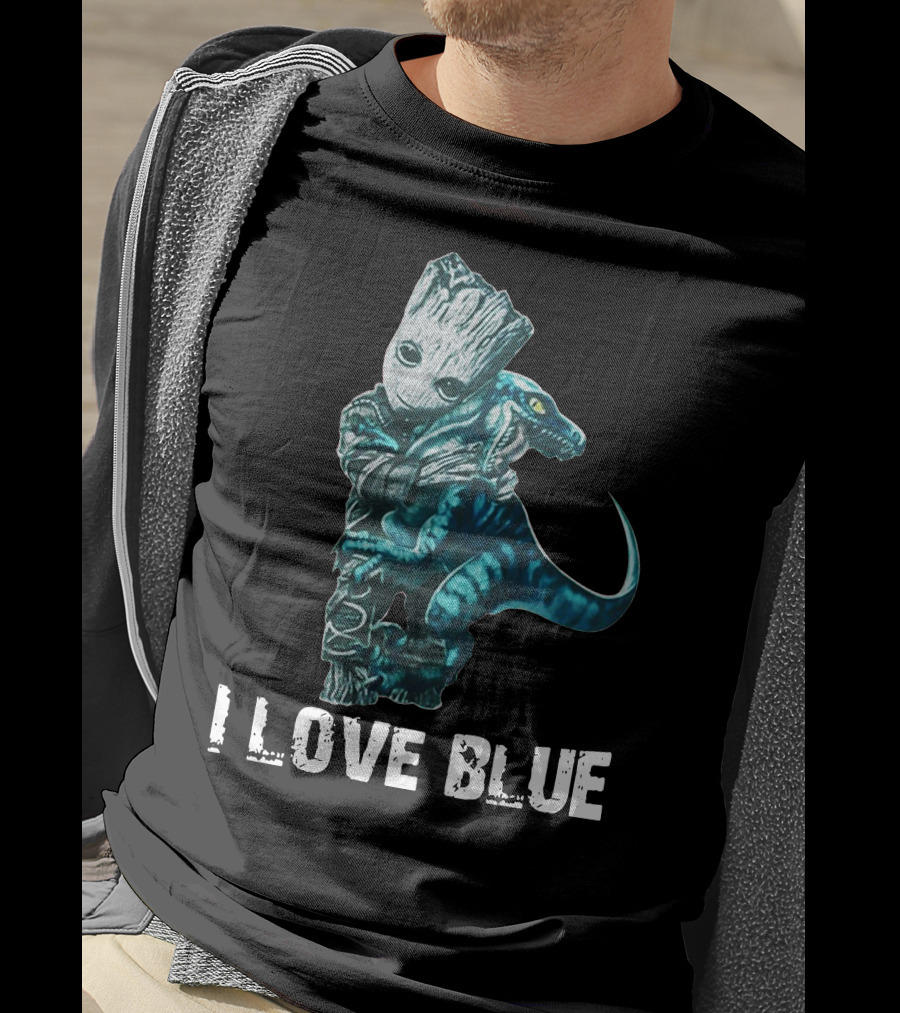 I Love Blue Groot And Blue The Velociraptor Hug T-Shirt