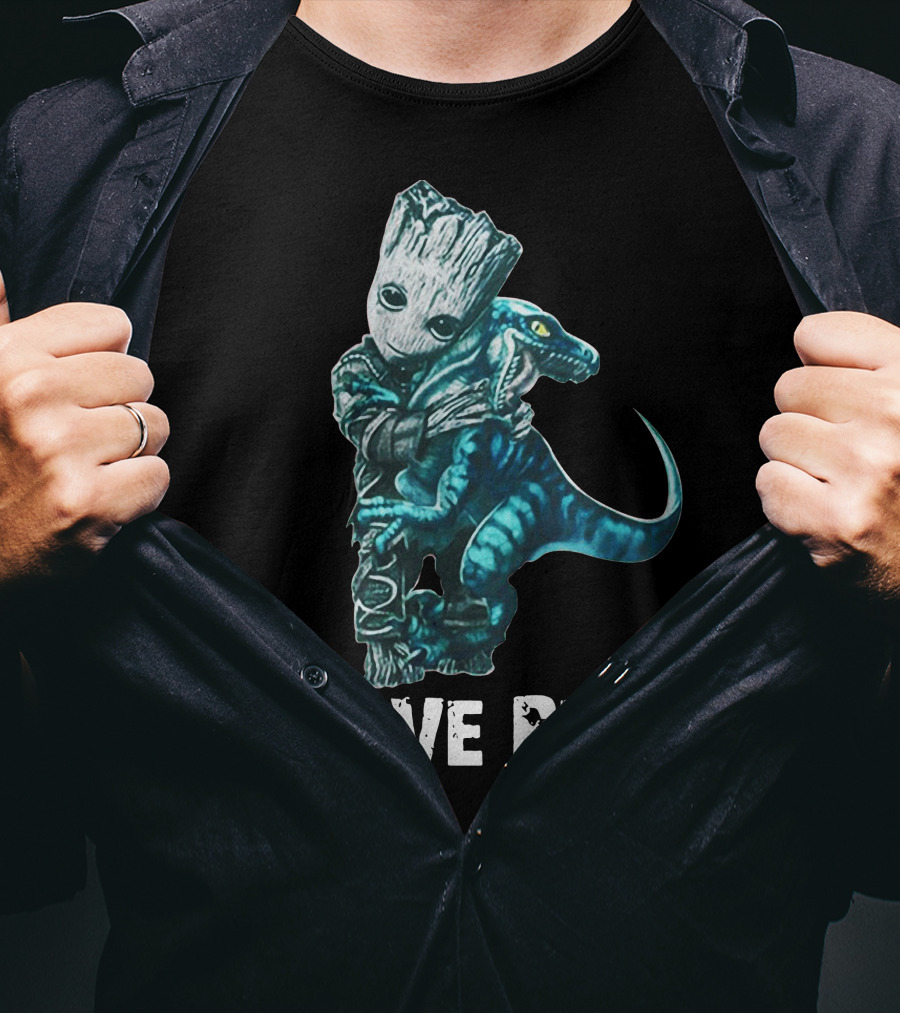 I Love Blue Groot And Blue The Velociraptor Hug T-Shirt