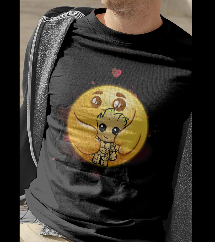 Only Today Adorable Emoji Hug With Groot And Hearts T-Shirt