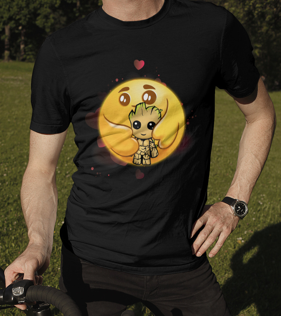 Only Today Adorable Emoji Hug With Groot And Hearts T-Shirt