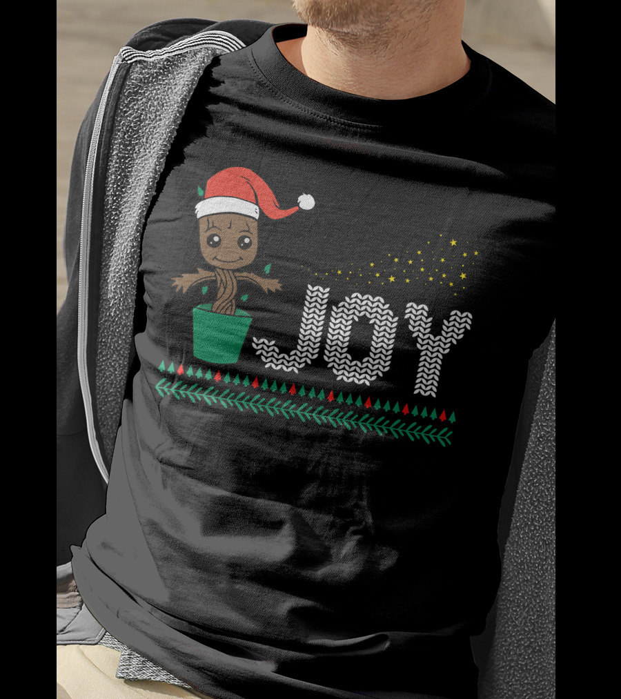 Joy Christmas Groot Santa Hat Holiday T-Shirt