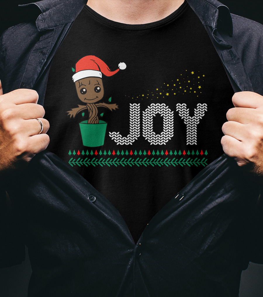 Joy Christmas Groot Santa Hat Holiday T-Shirt
