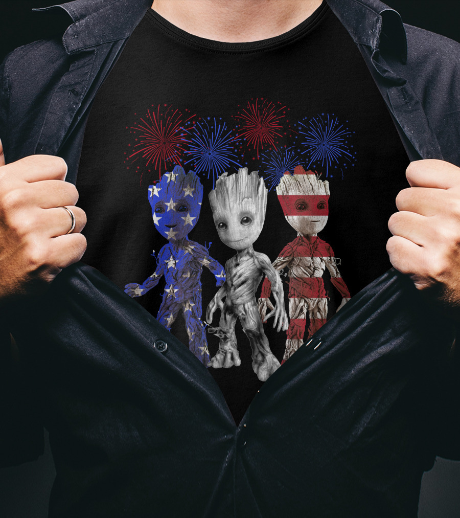 Patriotic Fireworks Groot Trio Only Today T-Shirt