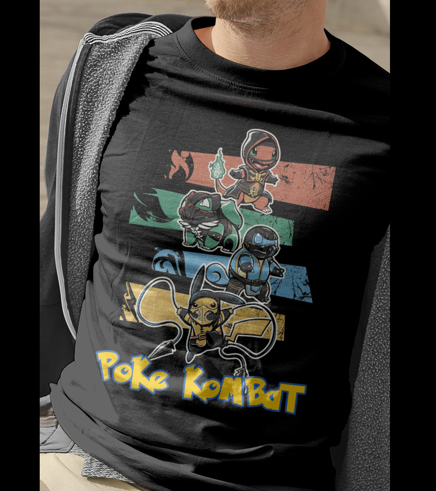 POKE KOMBAT Pokemon Mortal Kombat Crossover Characters In Action T-Shirt