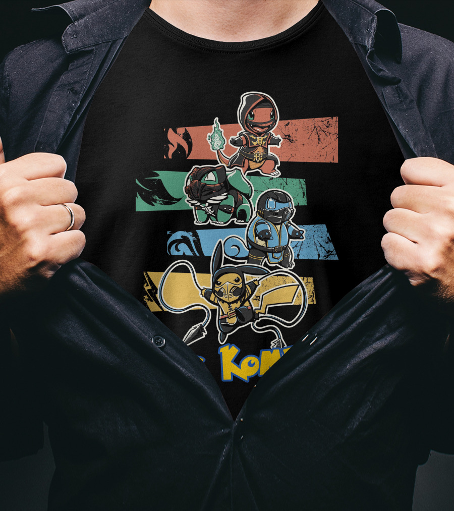 POKE KOMBAT Pokemon Mortal Kombat Crossover Characters In Action T-Shirt