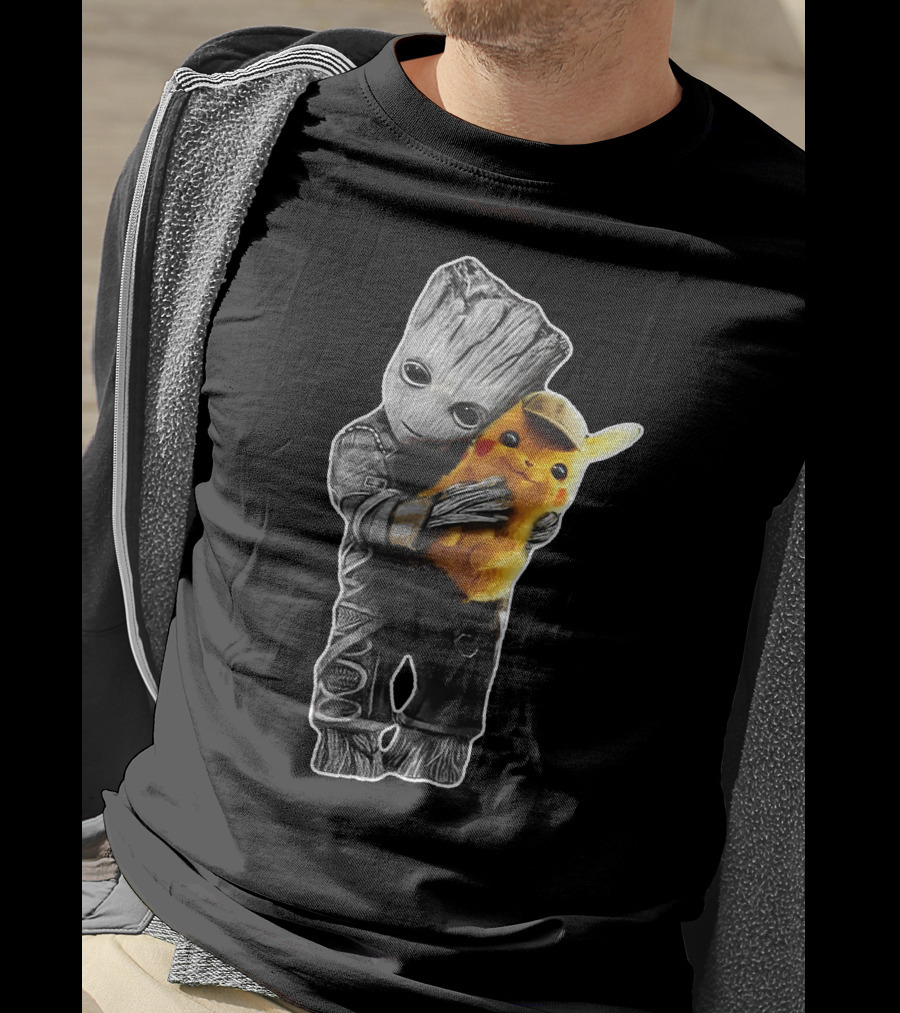 Groot Embrace With Pikachu T-Shirt