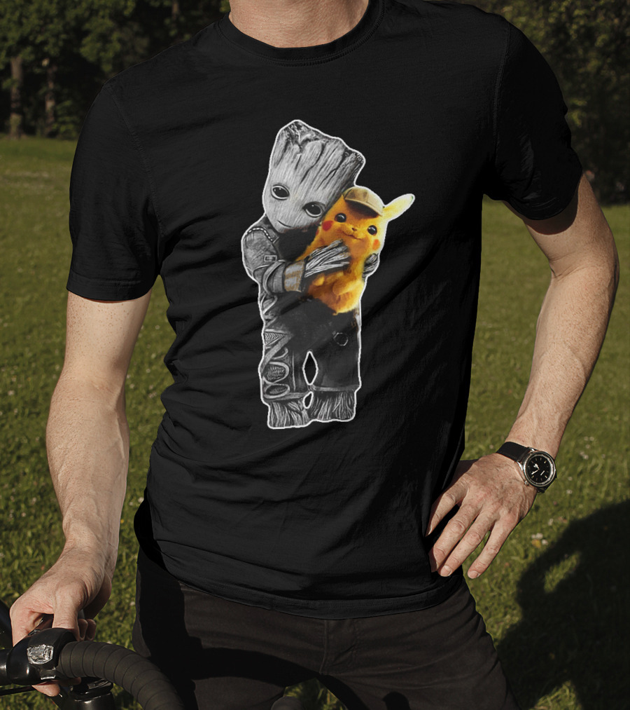 Groot Embrace With Pikachu T-Shirt