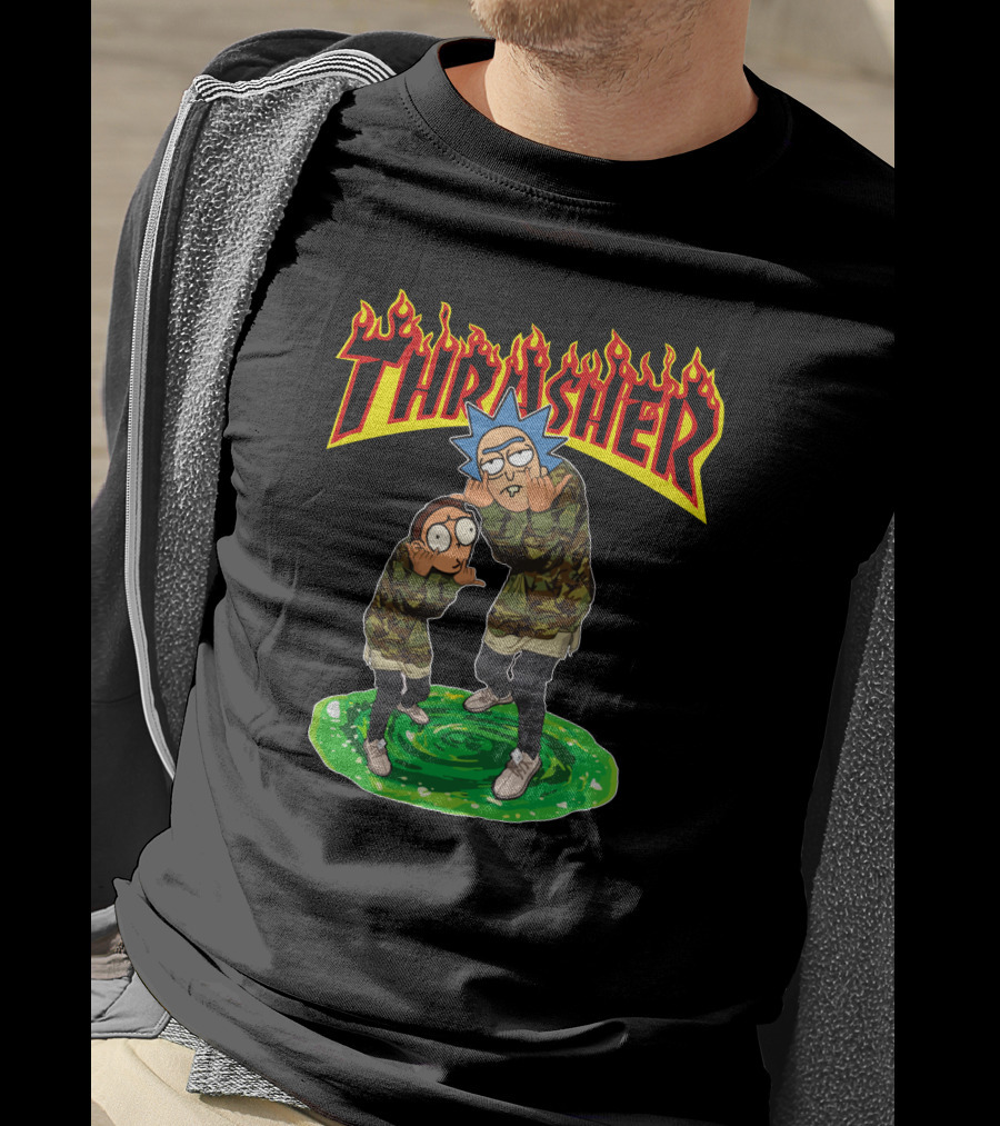 Thrasher 40 Rick And Morty Camo Portal T-Shirt