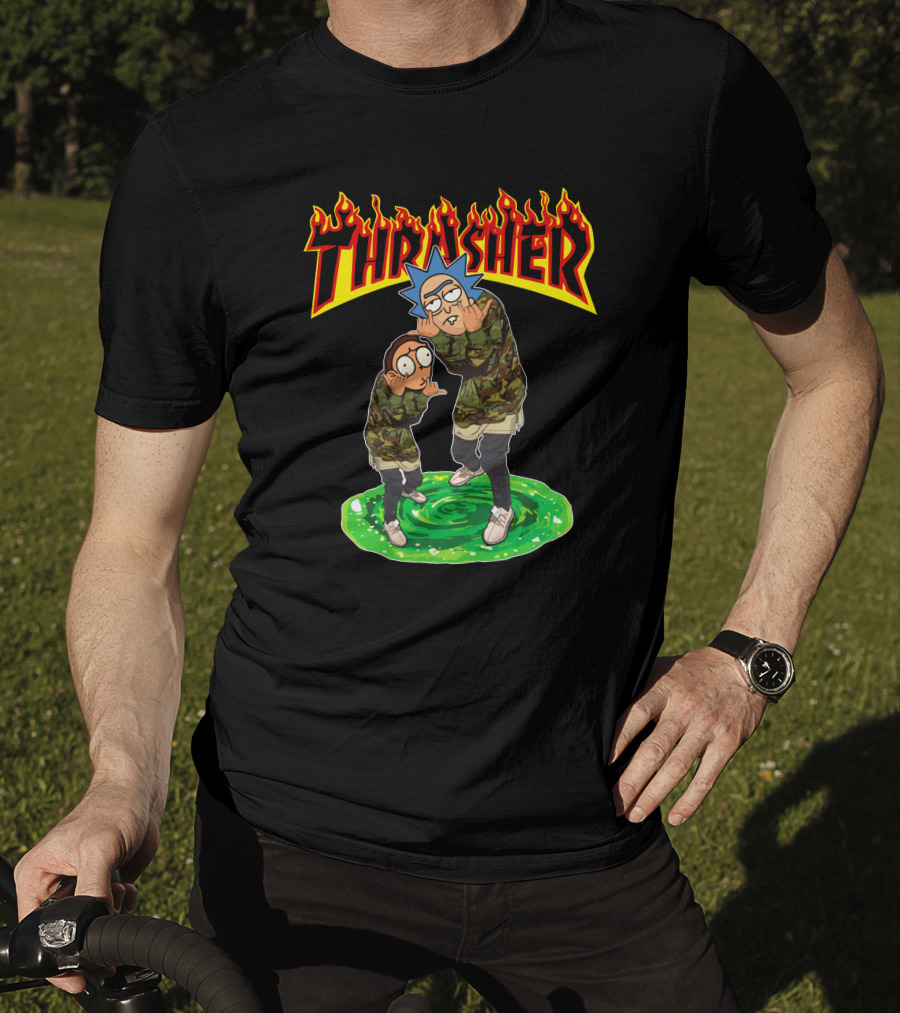 Thrasher 40 Rick And Morty Camo Portal T-Shirt
