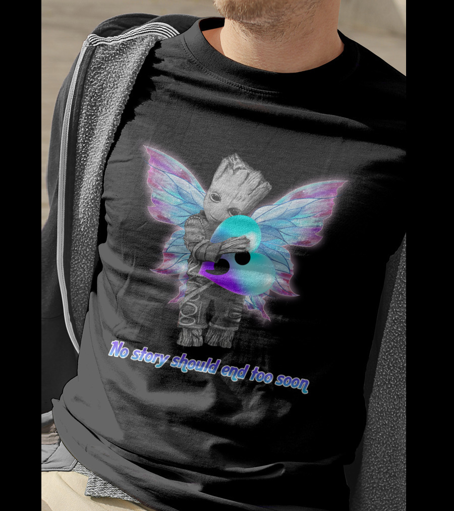 No Story Should End Too Soon Colorful Heart Wings Character T-Shirt