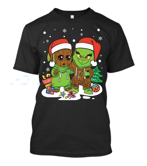 Christmas Friends Santa Hats Holiday Celebration Snowflakes Presents T-Shirt