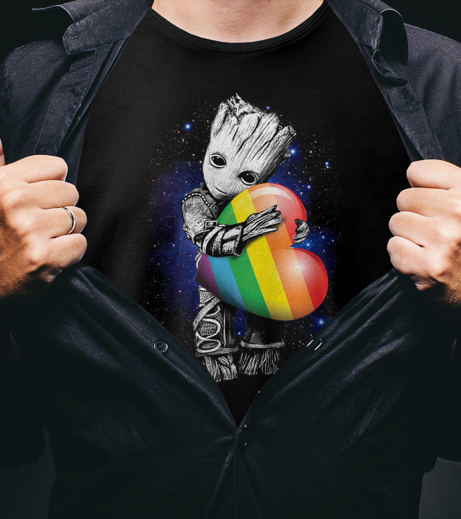 Rainbow Heart Galaxy Cute Tree Character T-Shirt