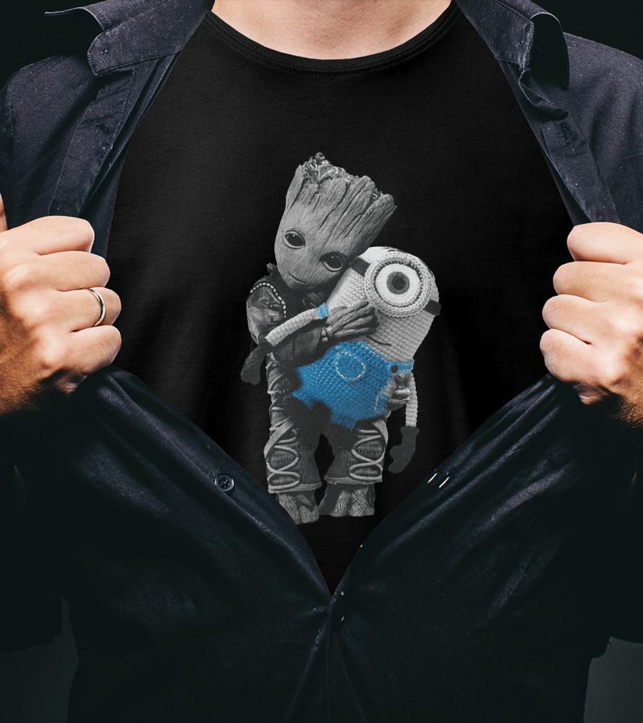 Baby Groot Hugging Minion T-Shirt
