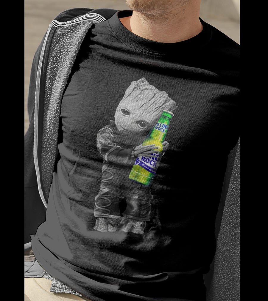 Groot Hugging Rolling Rock Beer T-Shirt