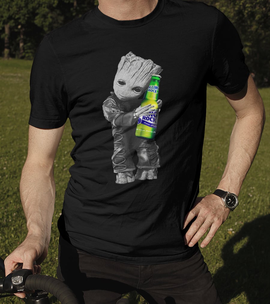 Groot Hugging Rolling Rock Beer T-Shirt