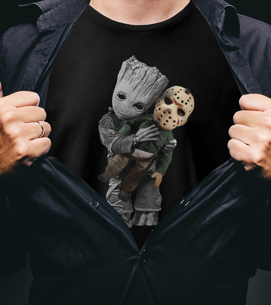 Groot Embraces Jason Mask Forest Guardian T-Shirt