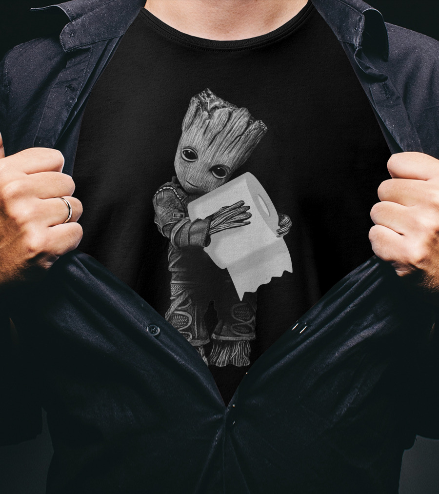 Baby Groot Holding Toilet Paper T-Shirt