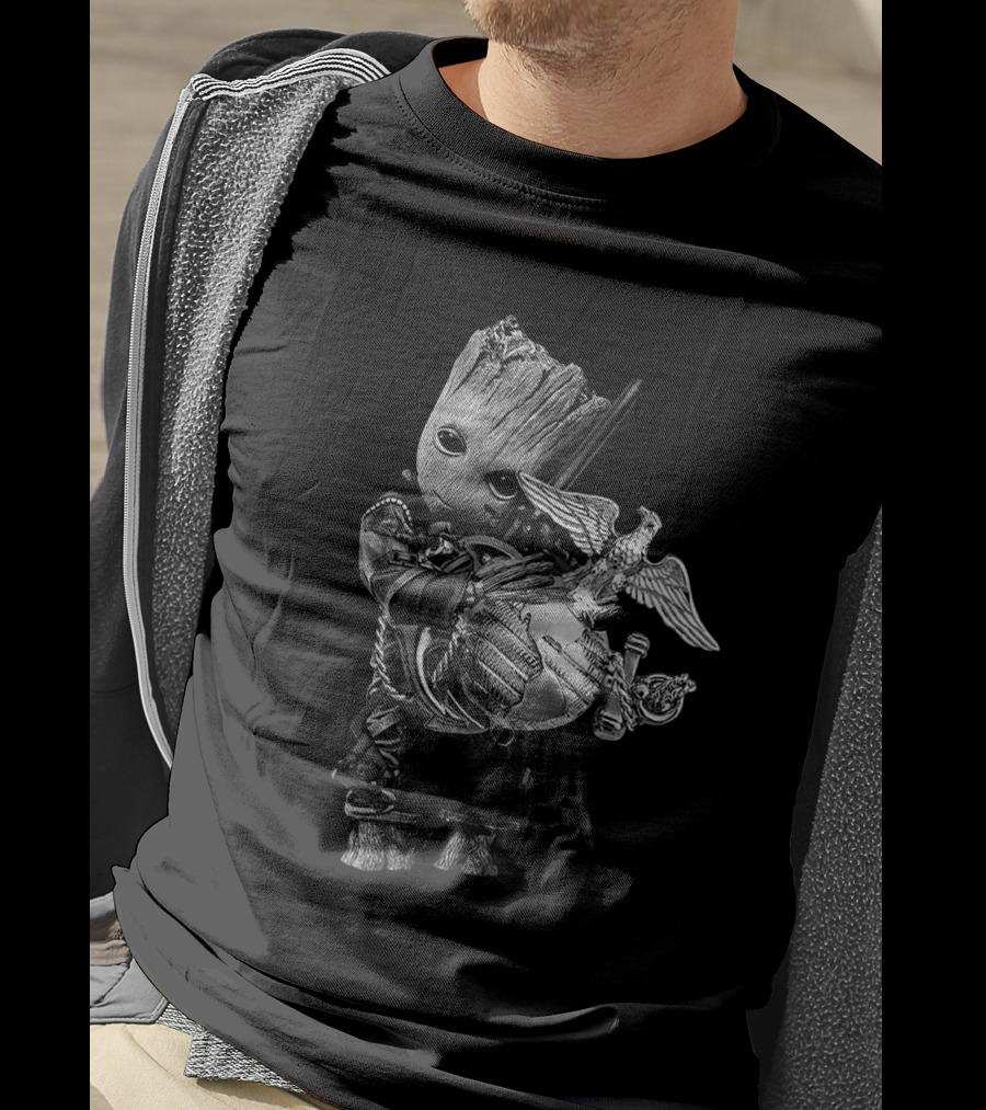 Usmc Eagle Globe Anchor With 45 Guardian Hero Character T-Shirt