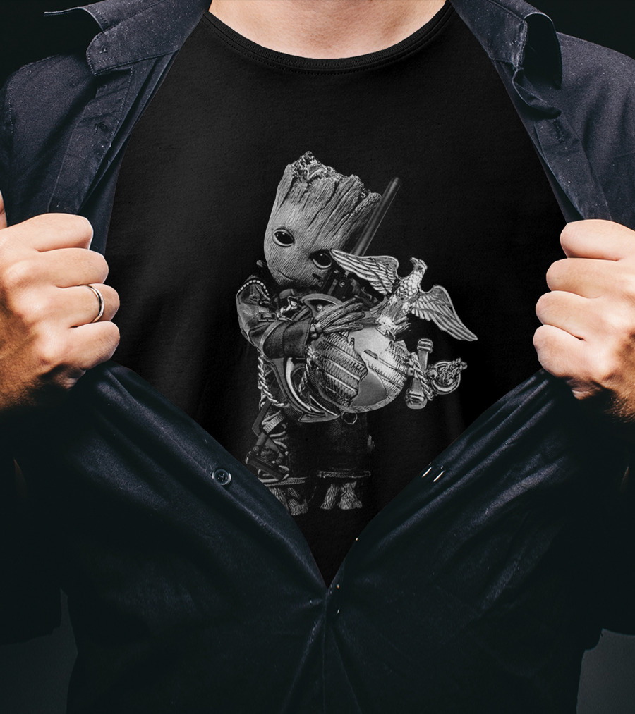 Usmc Eagle Globe Anchor With 45 Guardian Hero Character T-Shirt