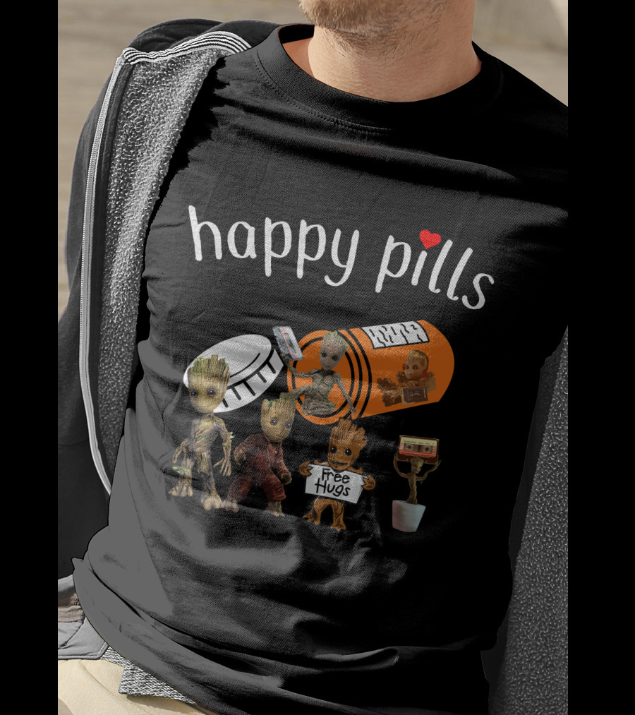 Happy Pills Groot Free Hugs Cassette Planter T-Shirt