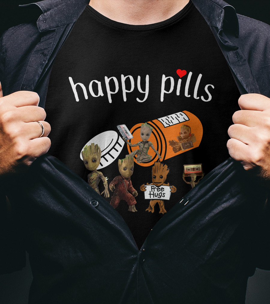 Happy Pills Groot Free Hugs Cassette Planter T-Shirt