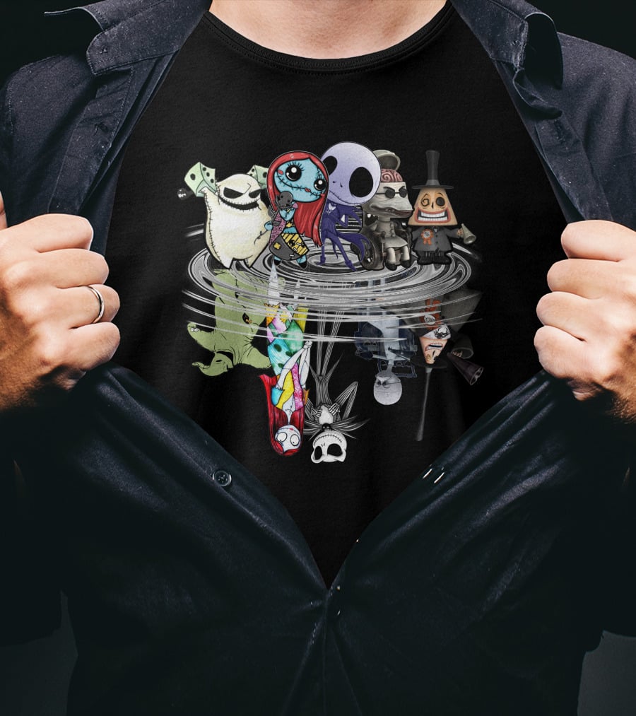 Only Today Nightmare Before Christmas Characters Reflective Mirror Effect T-Shirt