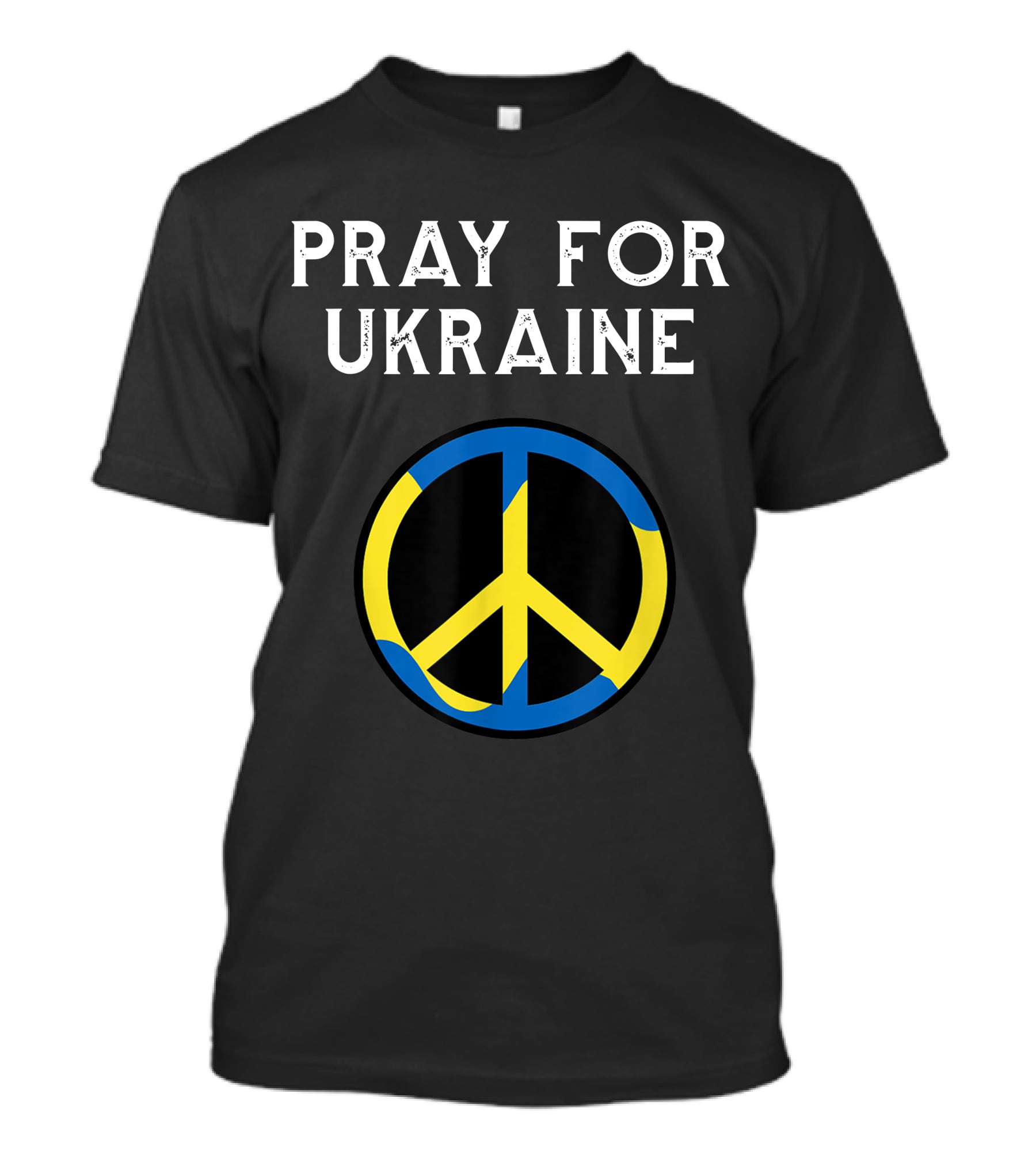 Pray For Ukraine Peace Symbol Blue Yellow T-Shirt