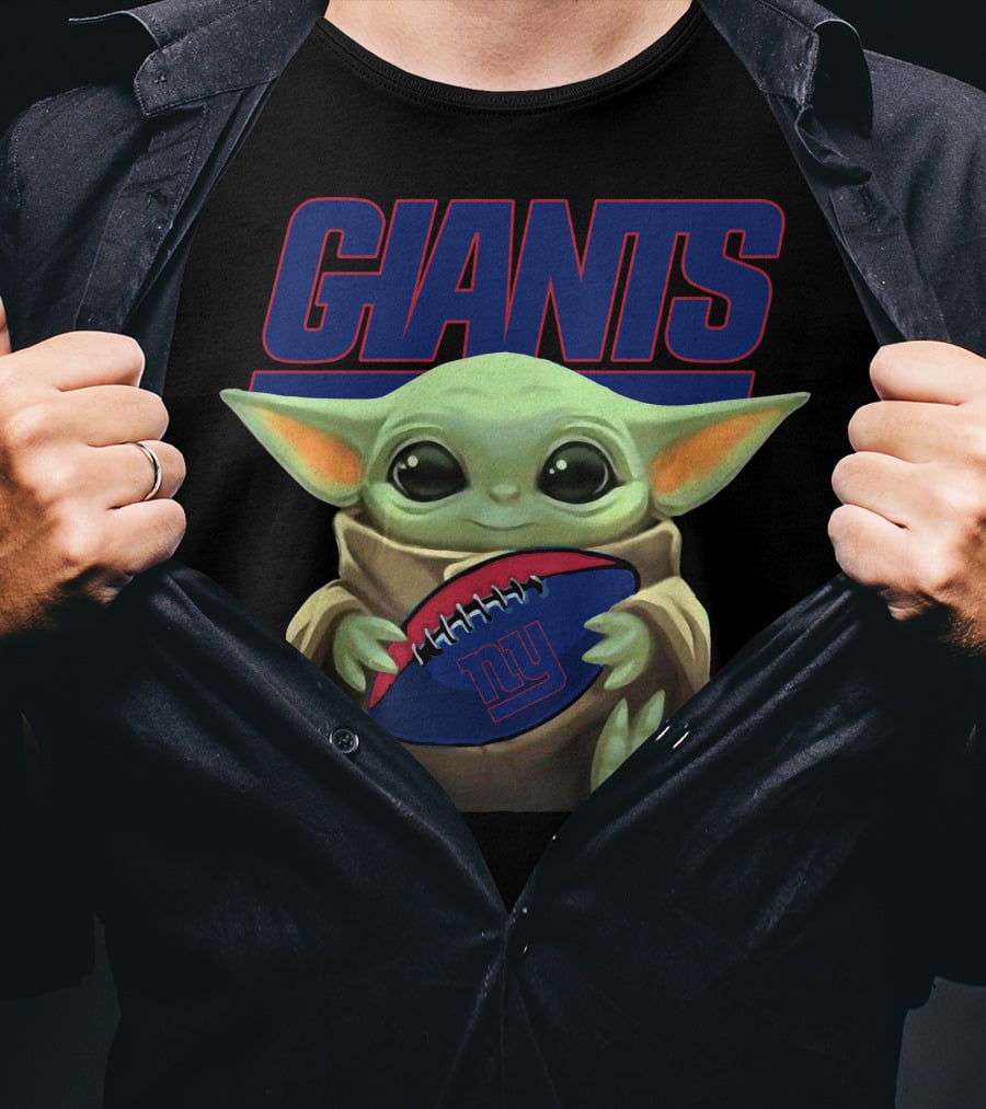 Giants Baby Yoda Football T-Shirt
