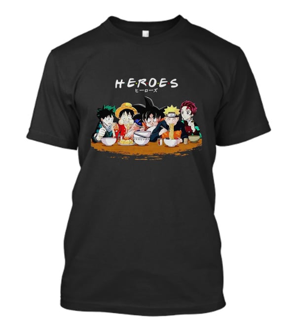 HEROES Anime Characters Dining Together VR215 T-Shirt