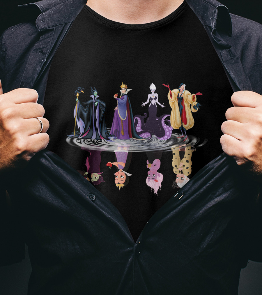 Witchs ZN384 Evil Queen Maleficent Ursula Cruella De Vil Reflections T-Shirt