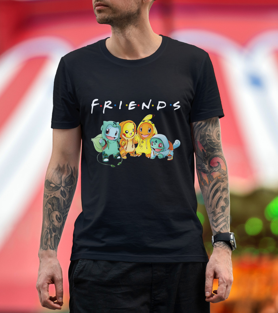 FRIENDS Pikachu ZN443 Bulbasaur Charmander Squirtle T-Shirt