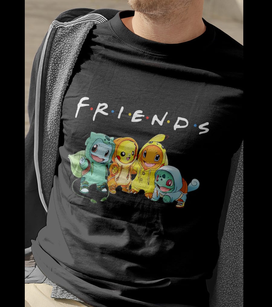 FRIENDS Pikachu ZN443 Bulbasaur Charmander Squirtle T-Shirt