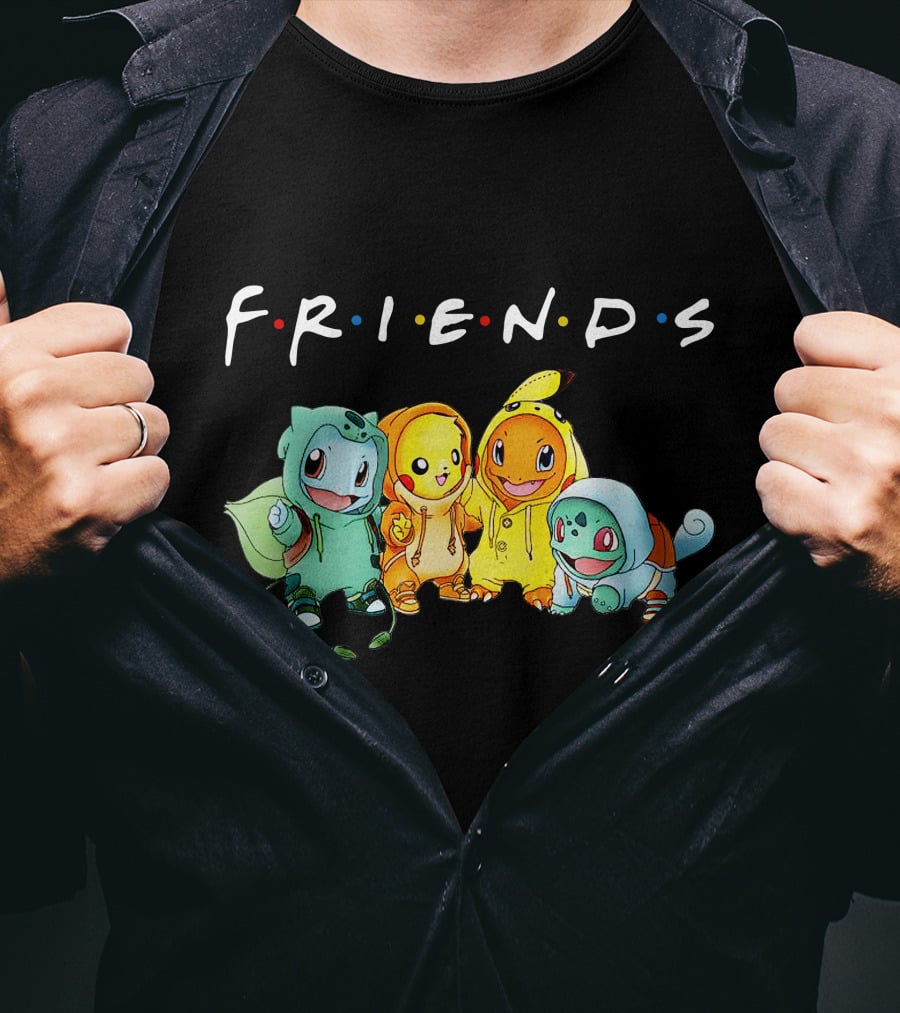 FRIENDS Pikachu ZN443 Bulbasaur Charmander Squirtle T-Shirt