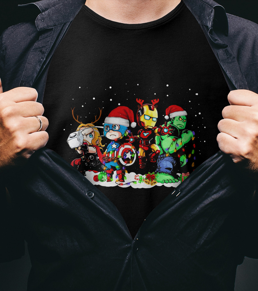 Captain America Iron Man Thor Hulk Christmas ZN913 T-Shirt