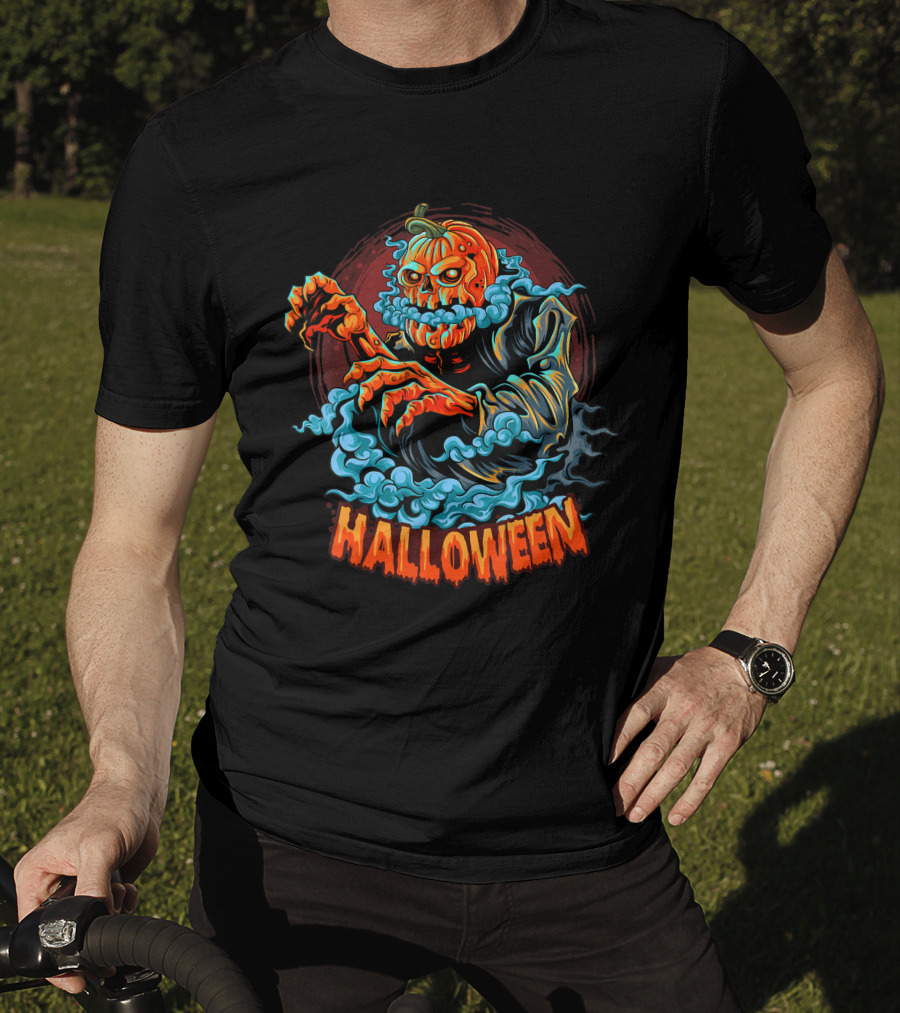 Halloween Pumpkin Zombie Smoker Zombe T-Shirt