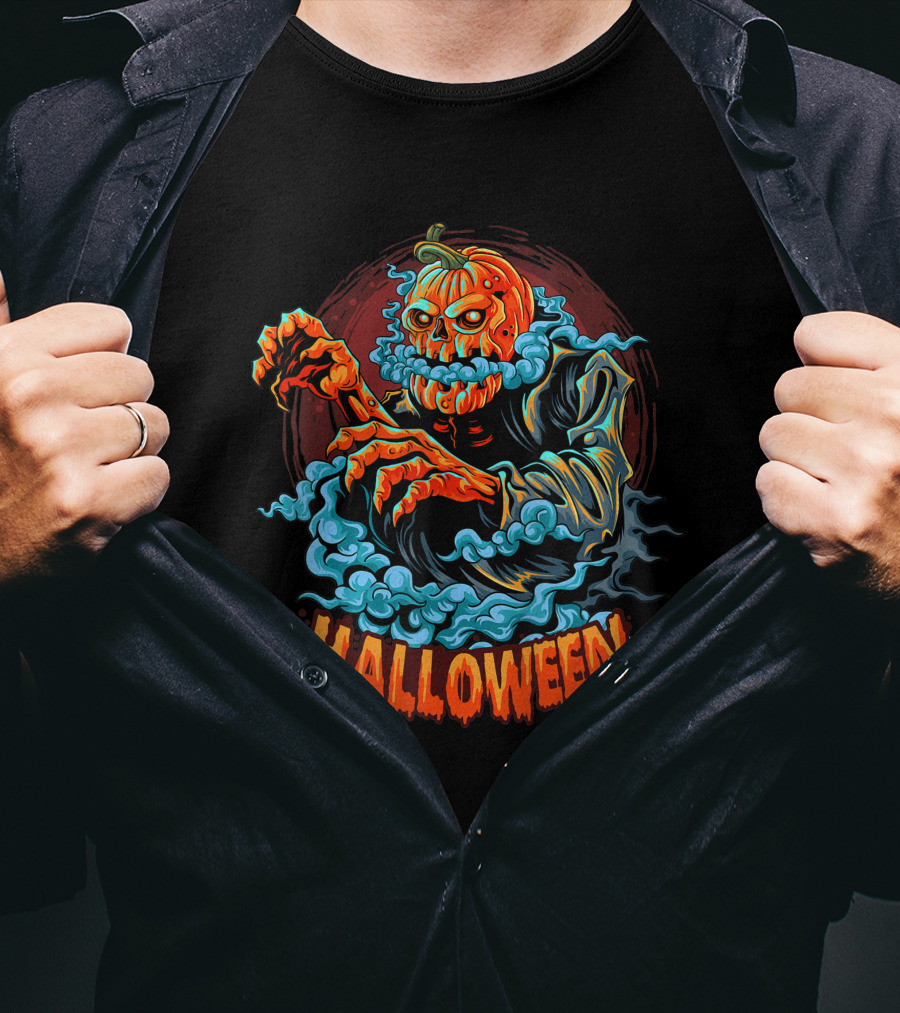 Halloween Pumpkin Zombie Smoker Zombe T-Shirt