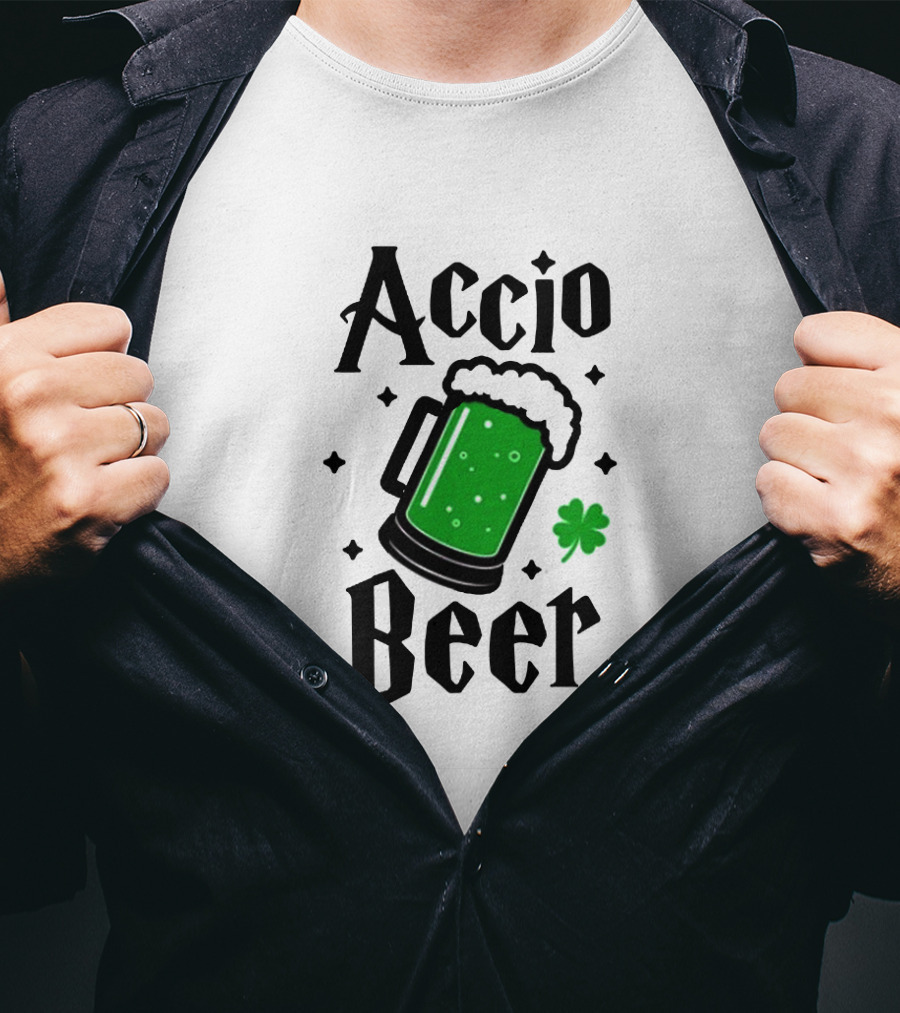 Accio Beer Green Mug With Shamrock Elements T-Shirt