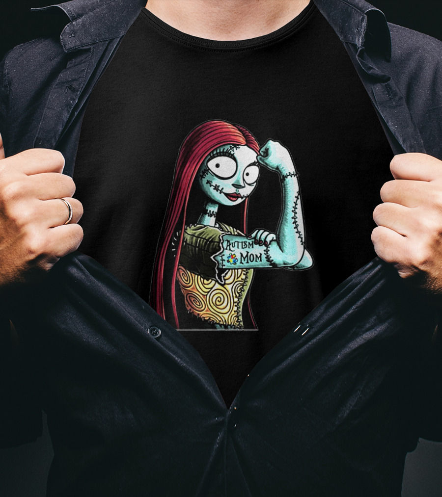 Sally Strong Autism Mom Rosie Riveter Style Character Strength T-Shirt