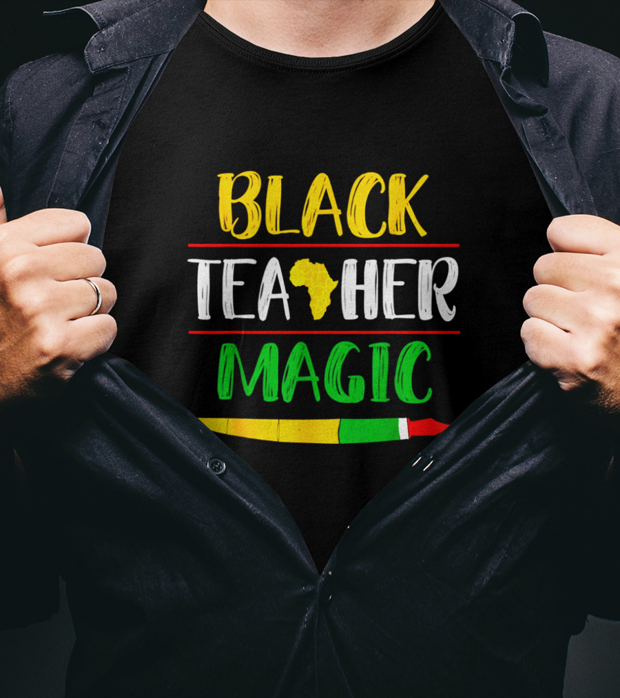 Black Teacher Magic Africa Heart Black History Month T-Shirt