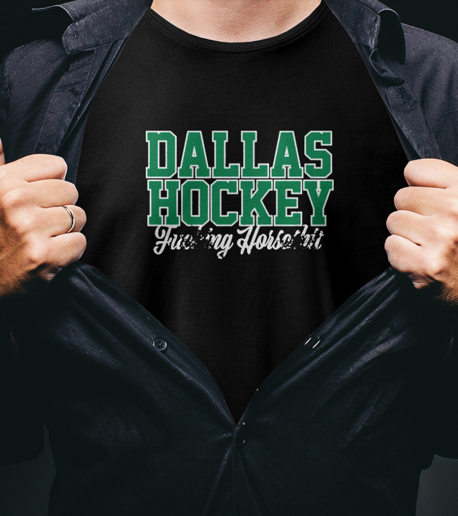 Dallas Hockey Frustration Expression Bold Green Lettering T-Shirt
