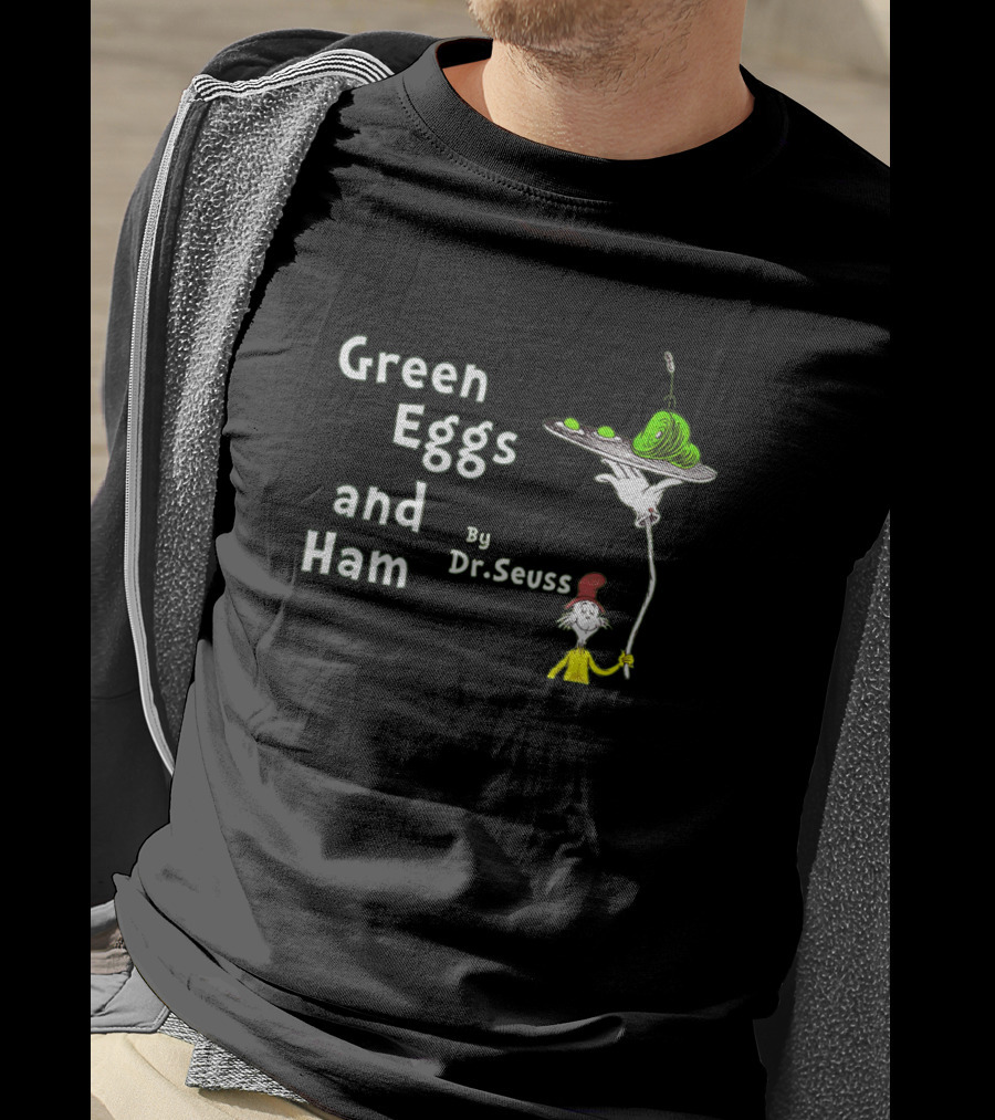 Dr Seuss Classic Green Eggs And Ham With Character Holding Platter T-Shirt